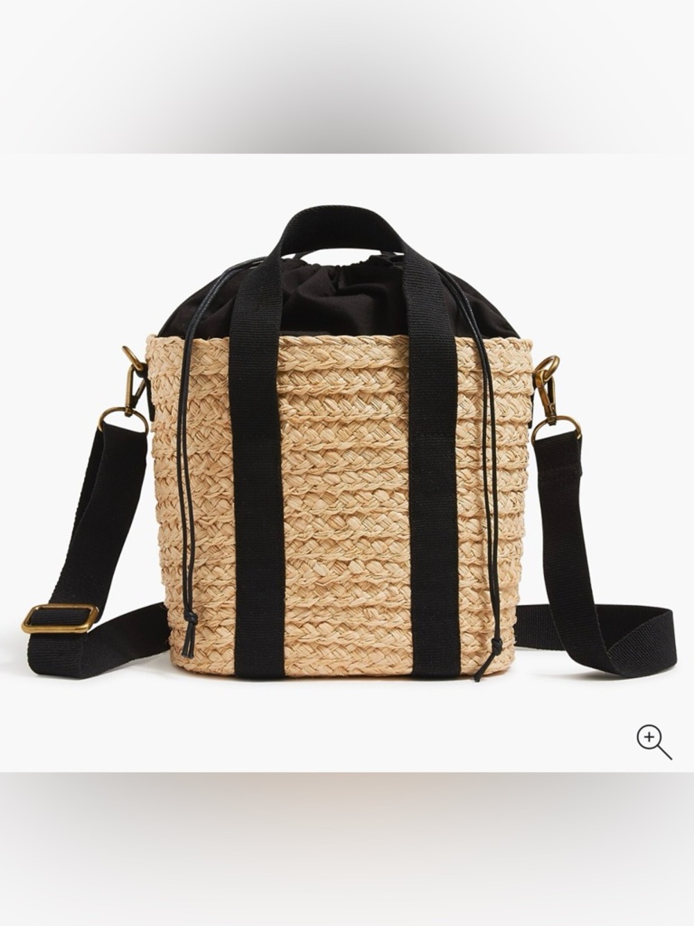 NWT J.Crew Raffia Straw Mini Tote Bag Black Tan